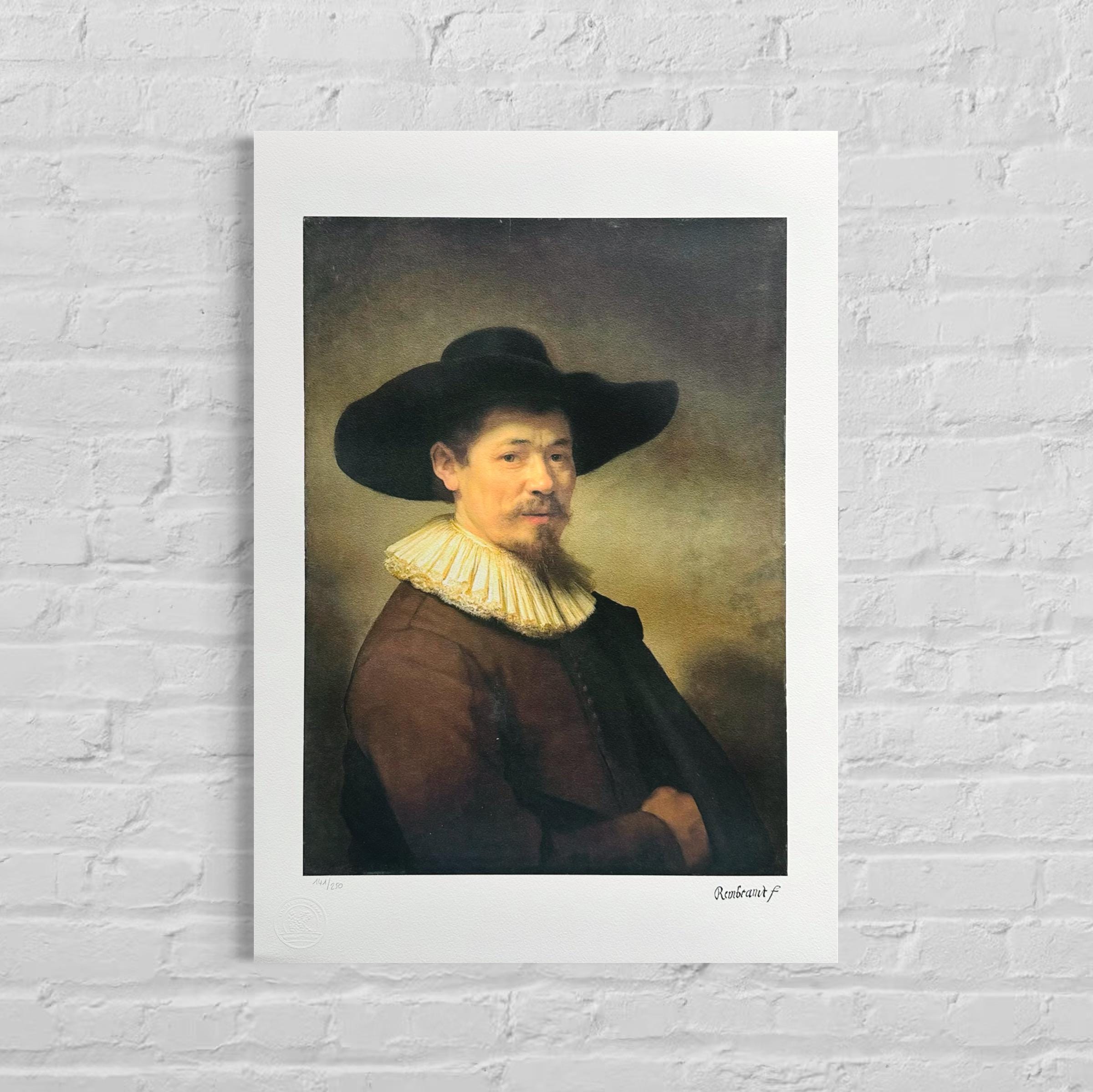 Genummerde editie REMBRANDT VAN RIJN "Harmen doomer" Gesigneerd - Certificaat - Limited lithografie - Nederlandse kunstenaar - after